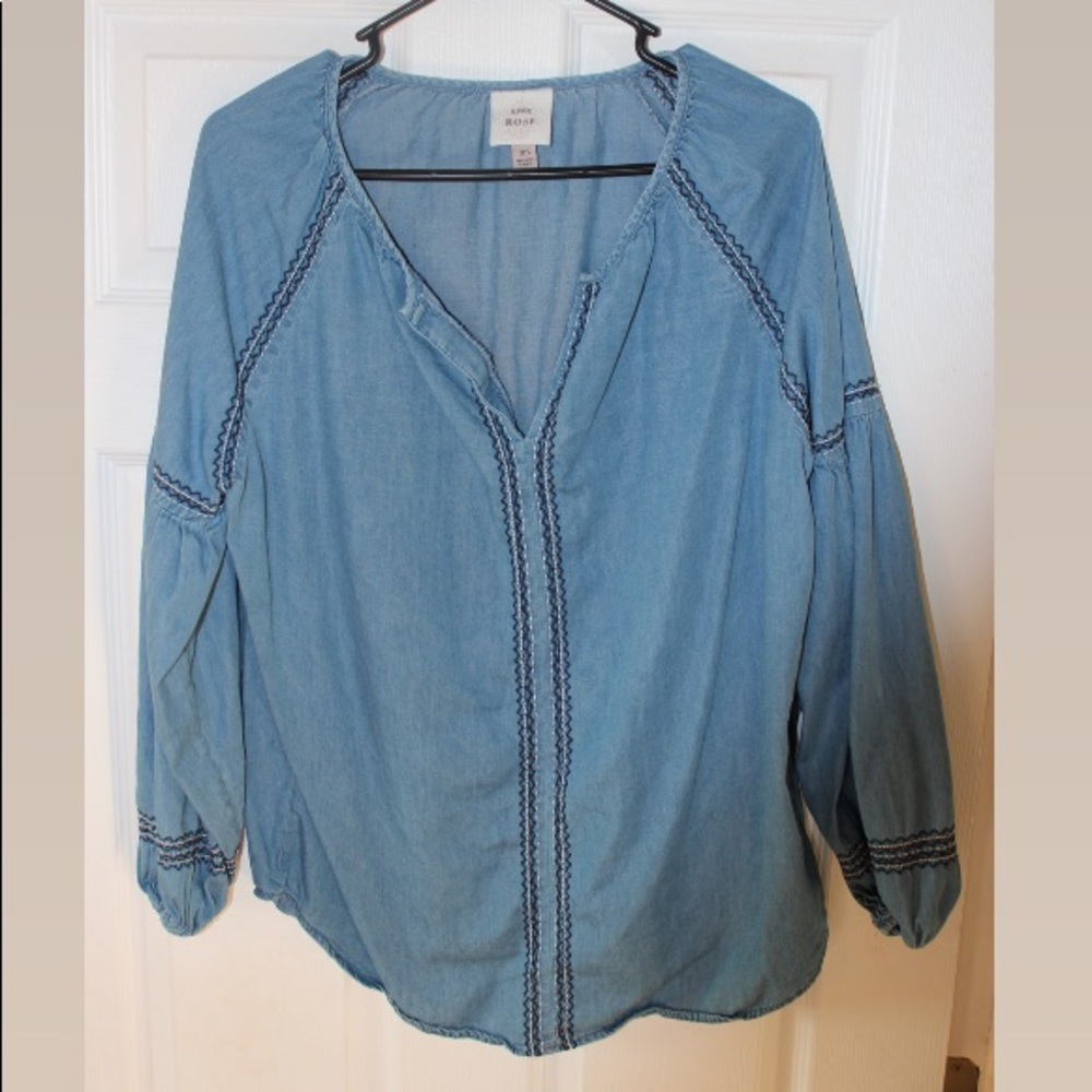 Flowy, denim BOHo shirt